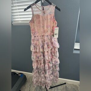 Rare Editions Pink Floral Ruffle Dress